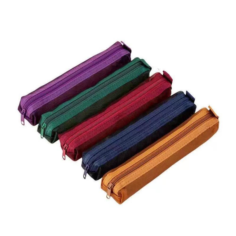5Pcs Mini Mesh Pencil Case Casual Pen Organizer Zipper Stationery Pouch School Office Supplies