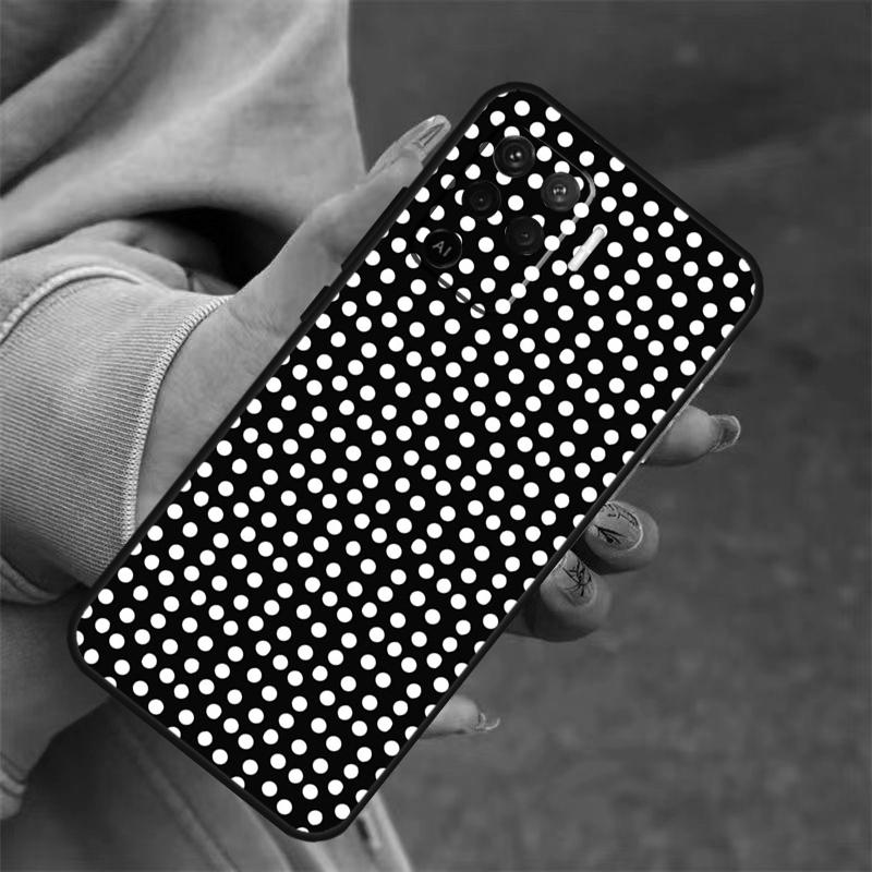 Black And White Polka Dot For OPPO A53S A57S A54 A74 A94 A17 A77 A58 A78 A98 A5 A9 A96 A76 A16 A52 A72 A79 A15 Case