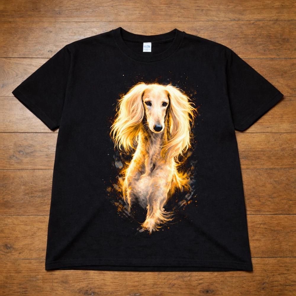 Cream Afghan Hound Dog Graphic T Shirt Unisexs Unisexs Unisex Fire Art Tee S3XL 2XL