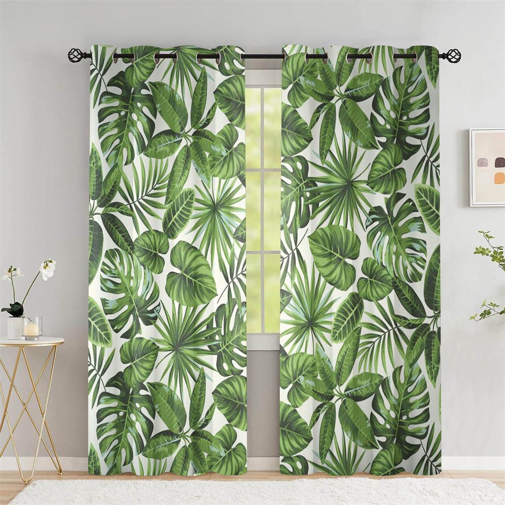 Summer Tropical Leaf Shade Curtains Deluxe Living Room Bedroom Home Decoration Palm Leaf Banana Leaf Curtains