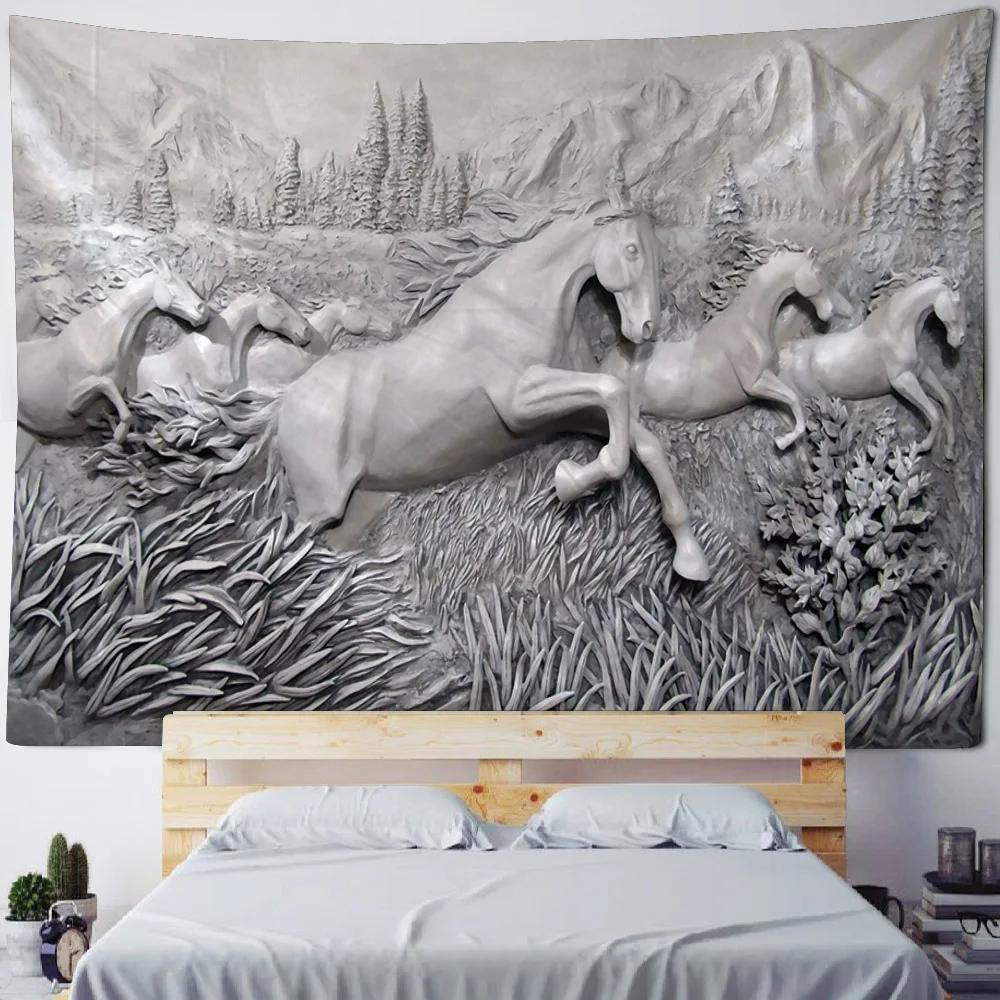 Dreamy Unicorn Tapestry Wall Hanging Hippie Home Bedroom Party Background Poster Cartoon Horse Dormitory Hanging Cloth Blanket