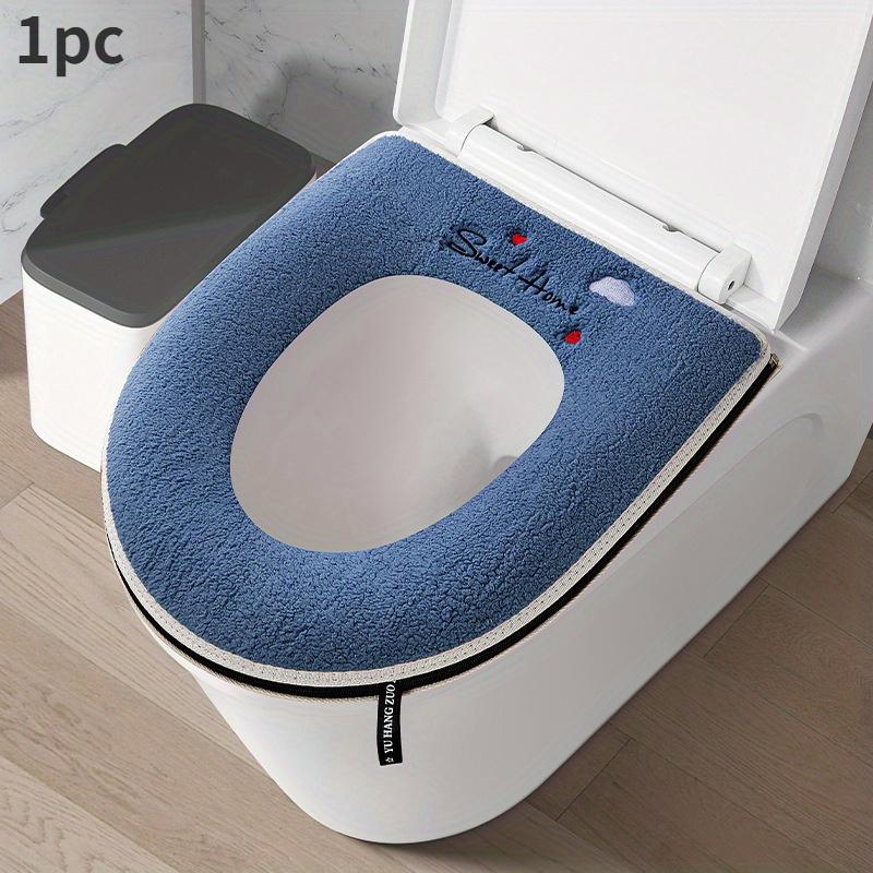 

1 шт., застежка-молния, подушка для сиденья унитаза, бытовая, водонепроницаемая, универсальная, всесезонная, толстая, регулируемая наклейка для унитаза темно-синий