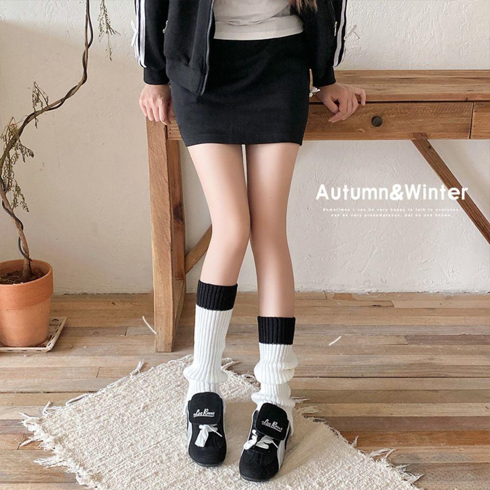 Knitted Leg Warmers Breathable Long Socks Y2K Crochet Heap Socks  Autumn Winter