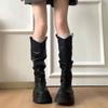 Small Man Tiancai! Knight Boots Are Popular This Year, Tall But Knee-high Black Thick Heel Stacked Boots, Thin Boots