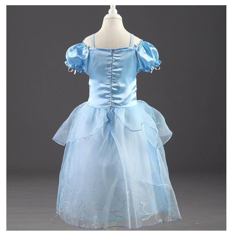 Kostým letních šatů pro dívky s motivem Ledového království 2024 - Krátký rukáv na halloweenské vystoupení