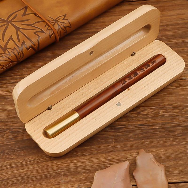 Single Double Handmade Fountain Pen Gift Box Wooden Pen Case Ballpoint Collection Box for Business School Supplies Stationery
