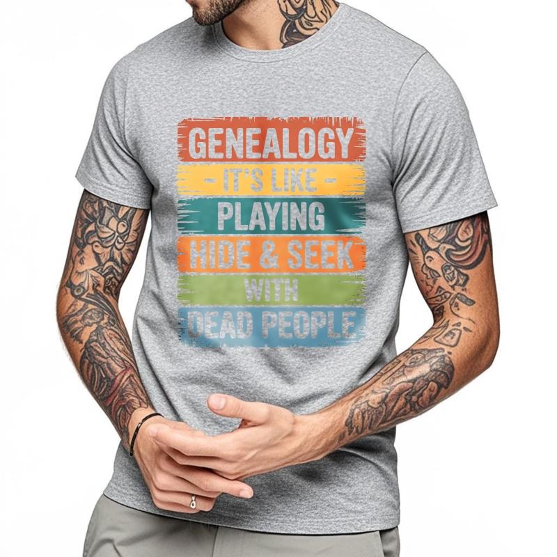 Graphic Summer For Her Tshirt Genealogy Its Like Playing Hide And Seek With Dead People Short Sleeve Printed O Neck Tops
