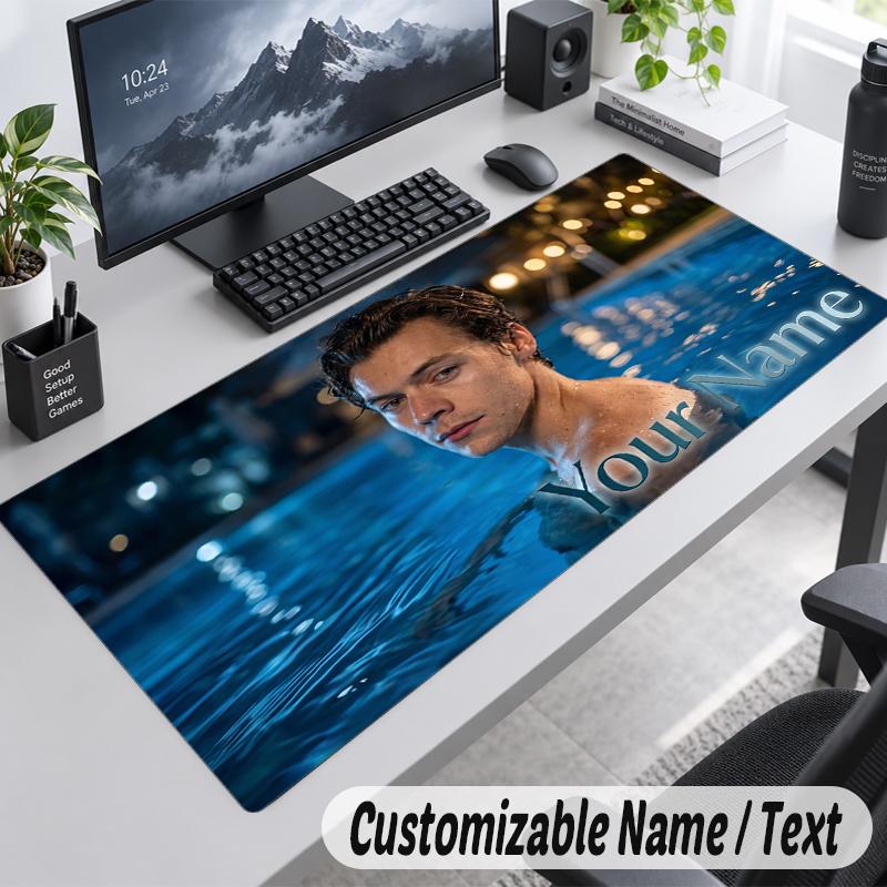 Custom Name Text Mouse Pad Harry Styles Personalized Desk Pad For Work And Gaming