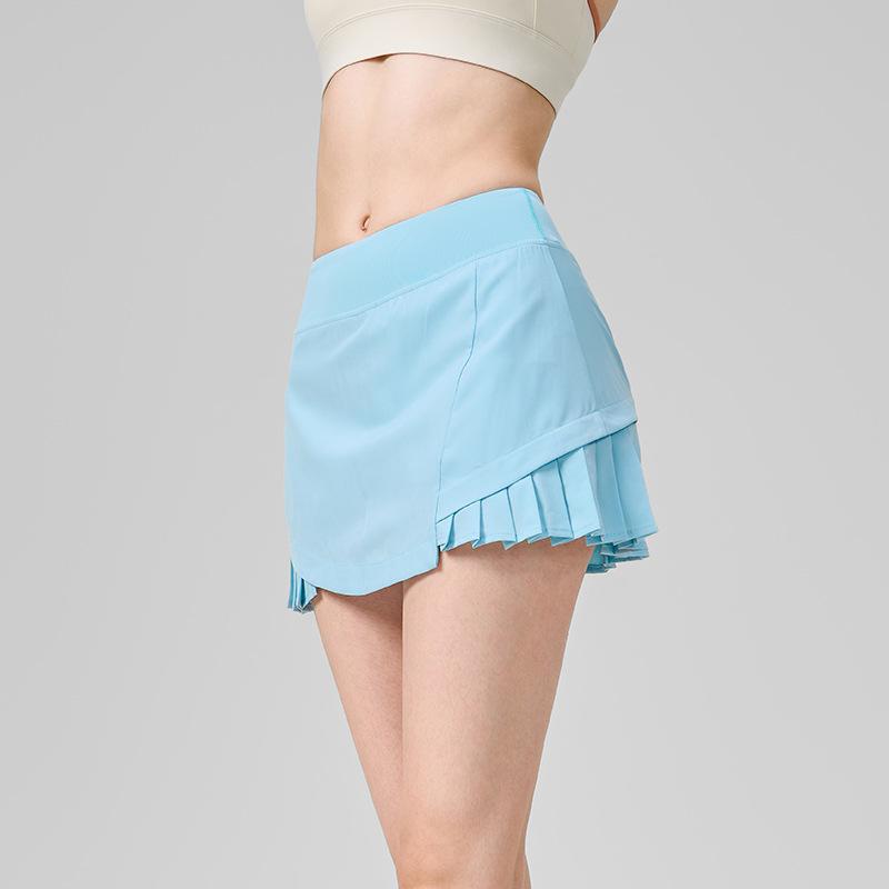 

Спортивная короткая юбка с высокой талией, летняя, прохладная, с подкладкой, шорты для фитнеса и йоги, быстросохнущая, плиссированная юбка XS синий