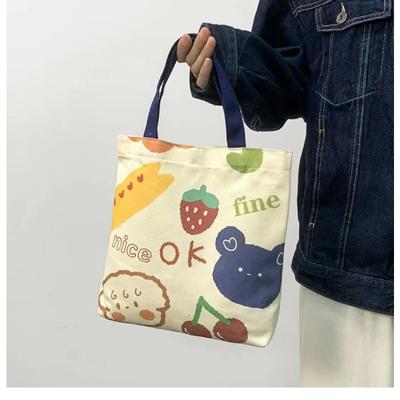 Canvas Handbag Small Fresh Bag Student Handbag Ladies Casual Reusable Cotton Shopping Beach Bag