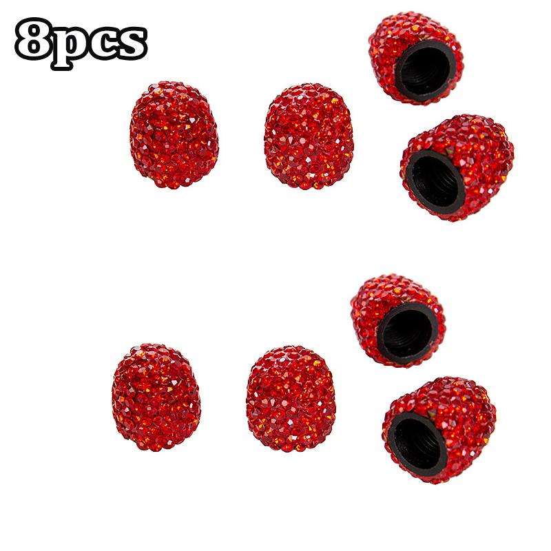 8Pcs  Bling Diamond Crystal Wheel Caps Rhinestone Universal Car Tire Valve Caps Diamond Shining Dustproof Caps Car Accessories