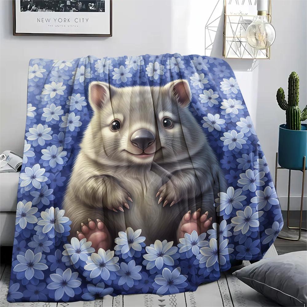 1Pc Cartoon Print Flannel Blanket, High Quality Comfortable for All Seasons, Home Decor, Warmth and Comfort, Perfect for Christmas Birthday Gift