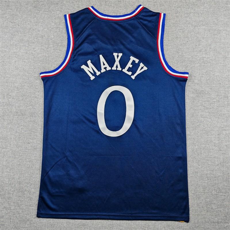Mens Womens Philadelphia 76ers 0 Tyrese Maxey City Edition Basketball Jersey Loose Fit Sportswear