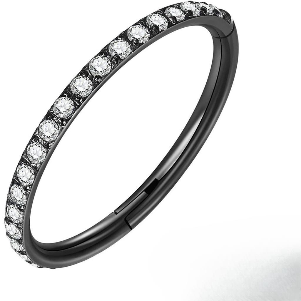 [Gorgeousxx] 316L Stainless Steel  Rhinestone Studded Nose Ring for Women Piercing Body Jewelry