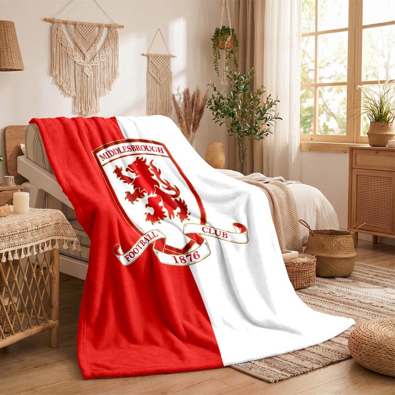 Middlesbrough Football Print Flannel Blanket Soft Warm Sofa Bed Throw Blanket For Home Office Bedroom