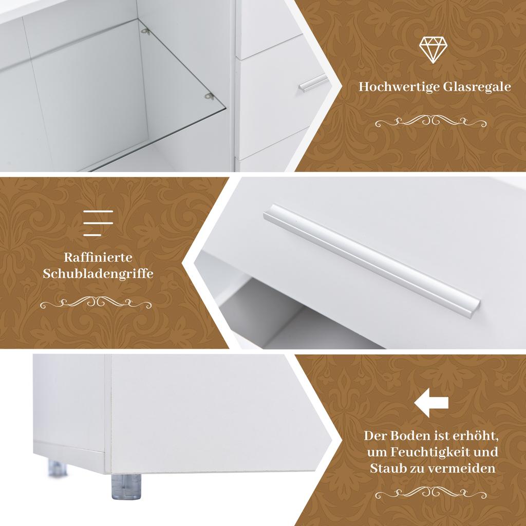 Sideboard Chest of Drawers Buffet Cabinet Storage Cabinet Cabinet Unit TV Cabinet, Lowboard, with LED Lights for Dining Room Living Room, 140*35*70cm