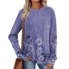 Women's Printed Lightweight Brushed-Cotton Round Neck Top
