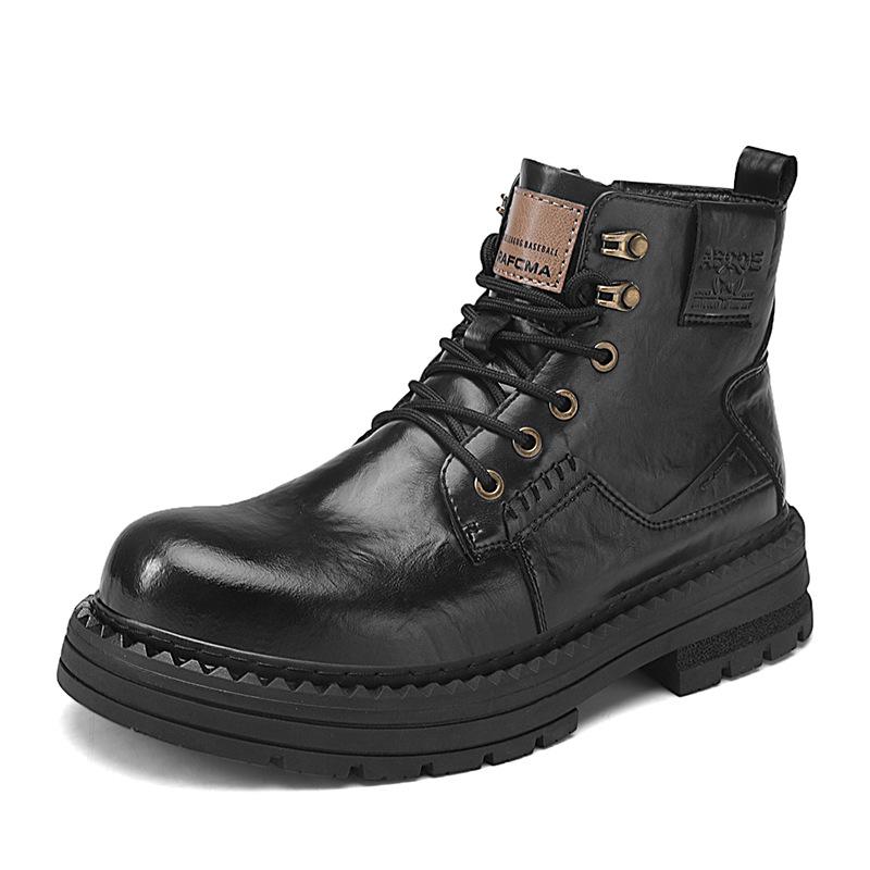 Men's Retro High-Top Martin Boots – Lightweight, Breathable, British Style Motorcycle and Work Boots for Autumn/Winter.