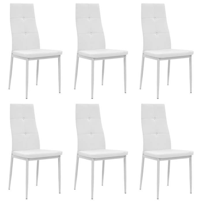 VidaXL 6x Dining Chair Artificial Leather White Kitchen Chairs 275436