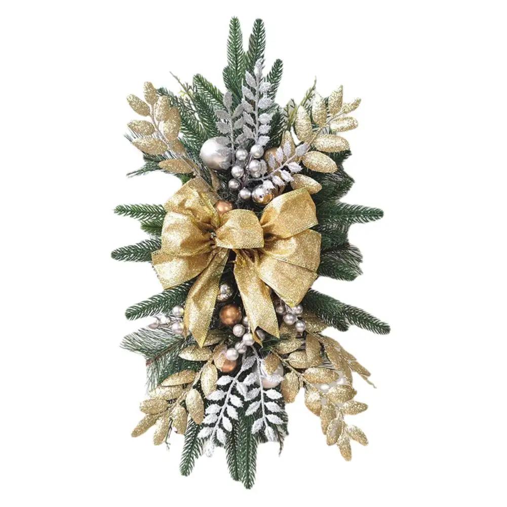 

Christmas Door Curtain Pendant Stair Hanging Decor Realistic Wreath For Christmas Home Decor For Holiday Wall Door Staircas W6B3 золотой