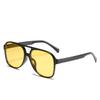 Double Bridge Square Women Sunglasses Vintage Brand Big Frame Sunglass Shades UV400 Women's Black Yellow Sun Glasses