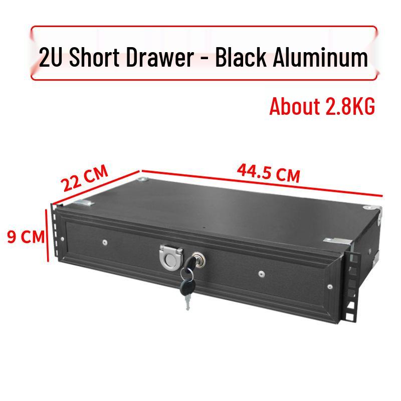 2U Wooden Cabinet with Lock & Iron Drawer for Microphone Storage