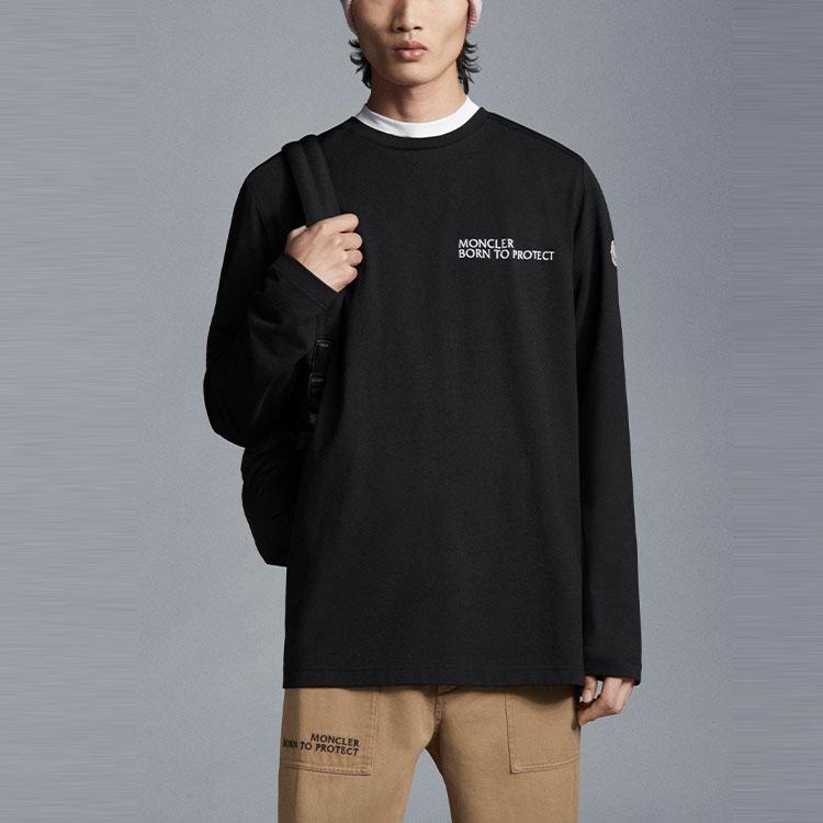Moncler Ss22 Printed Crew Neck Long Sleeve T-Shirt Men tops Black H10918D00013899M5999