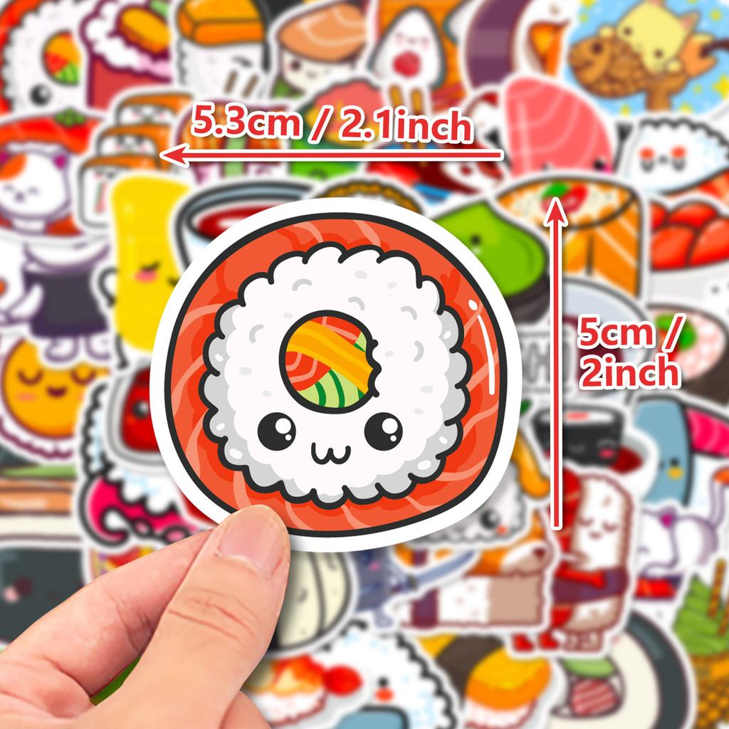 50 Sushi Graffiti Stickers New Products Cute Style Creative Food Stickers Personalized Decoration Waterproof Stickers
