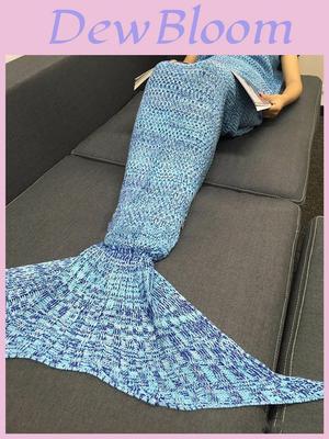 Mermaid Tail Blanket With Knit Fabric For Cozy Home Lounge Decor