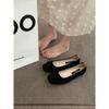 Evening bow flat bottom one pedal French single shoes soft sole grandma shoes gentle women's shoes autumn and summer light mouth shoes ladyshoes