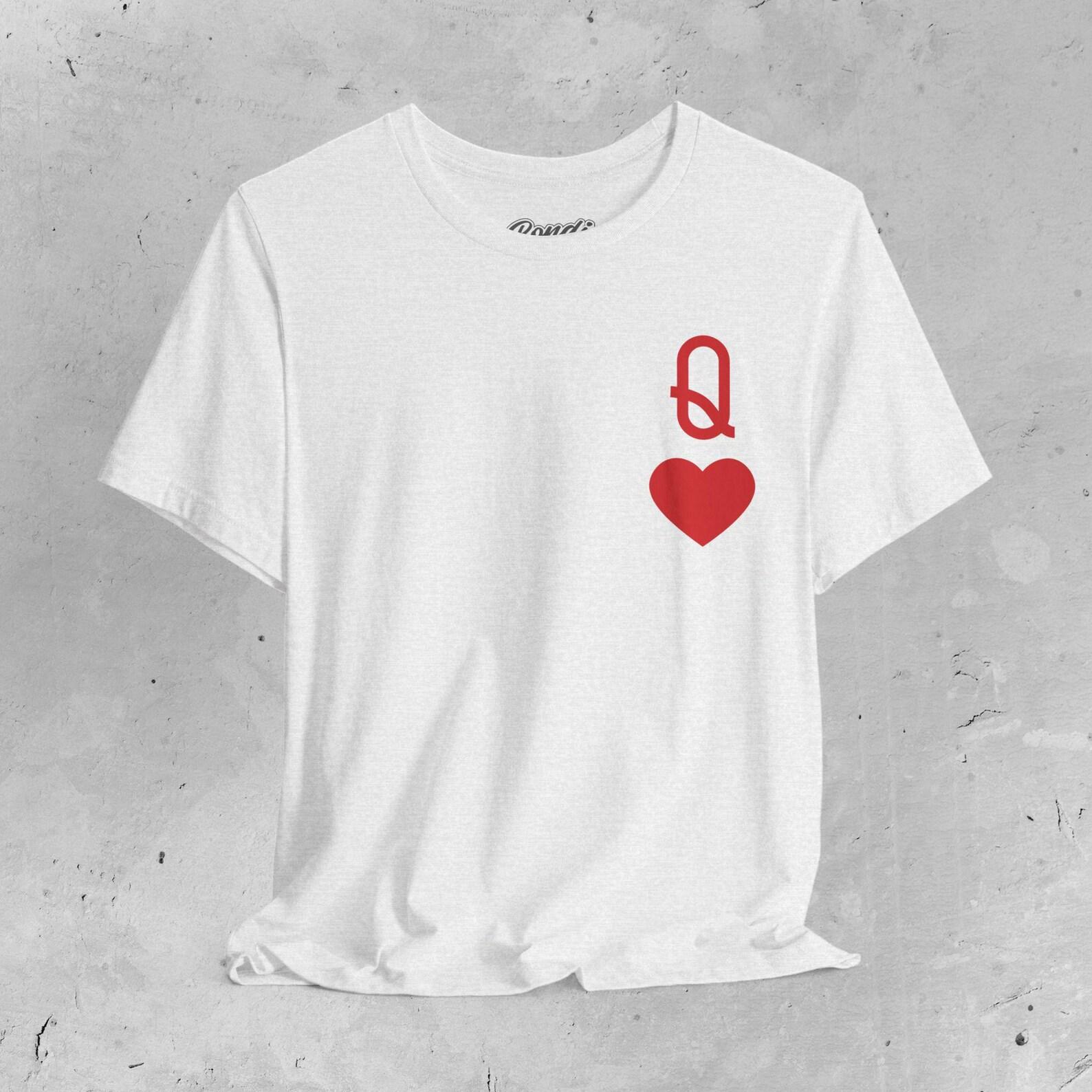 Queen Shirt, Queen Of Hearts T-Shirt, For Her Shirt, The Queen Of Hearts, Queen Left Chest Print, Gift for Mom, Mom Shirt, Red Queen Shirt 4XL