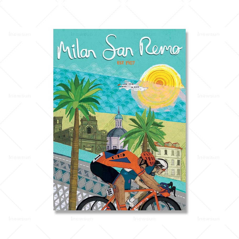 Cycling Race Posters Classic Cycling Monuments Tours Paris Canvas Painting Prints Bike Wall Art Pictures for Home Decoration