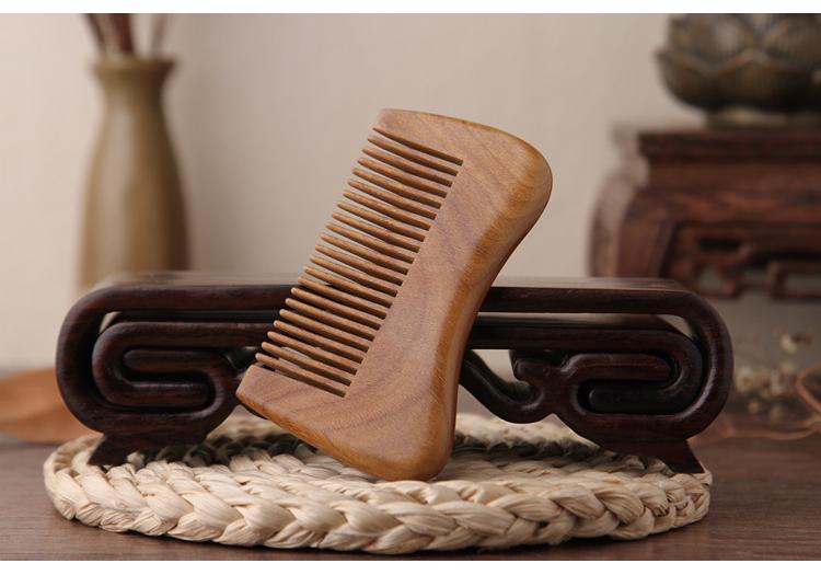 Custom Logo Natural Green Sandalwood Hair Combs