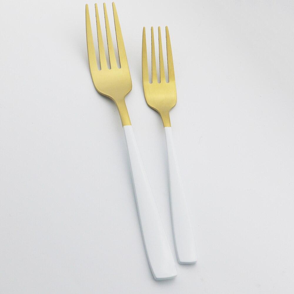 Matt 4stk Rose Gull Servise Rustfritt Stål Sett Knivgaffel Skje Dessertgaffel Bestikksett Servise Kjøkken Western Matsett