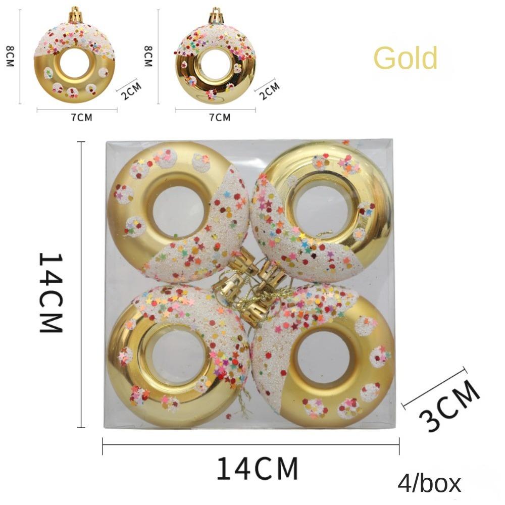 4pcs/Box Doughnut Christmas Tree Ornament Plastic Christmas Gift New Christmas Gifts Boxes Pendant