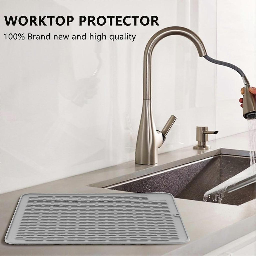 Large Silicone Placemat Dish Drying Mat Kitchen Draining Table Drain Mat Sink Non-slip Pad Durable