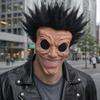 Realistic Creepy Latex Mask with Wild Black Spiky Wig Full Face Horror Mask for Halloween Party Costume Props