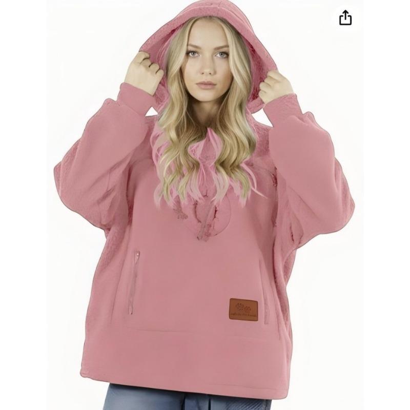 Fleece fleecový svetr pánský a dámský s kapucí volný ležérní teplý se stahovací šňůrkou