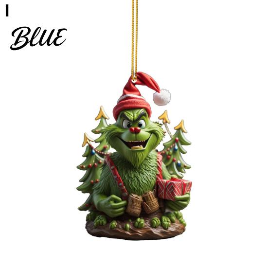 Acrylic Christmas Ornament Green Hair Elf Decoration Reusable Holiday Decor Xmas Tree Car Rearview Mirror Hanging Pendant Party Supplies Gift Durable