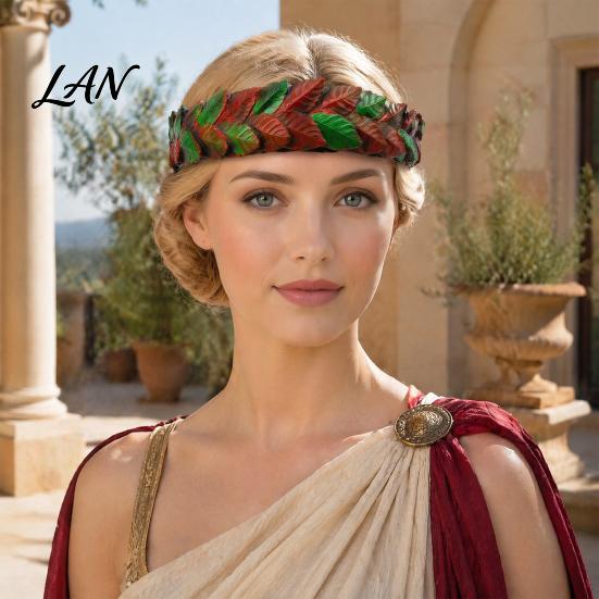 Festival Costume Hair Accessory Greek Laurel Leaf Headband, Medieval Roman Emperor Crown, Forest Elf Party Accessories God Circlet for Renaissance