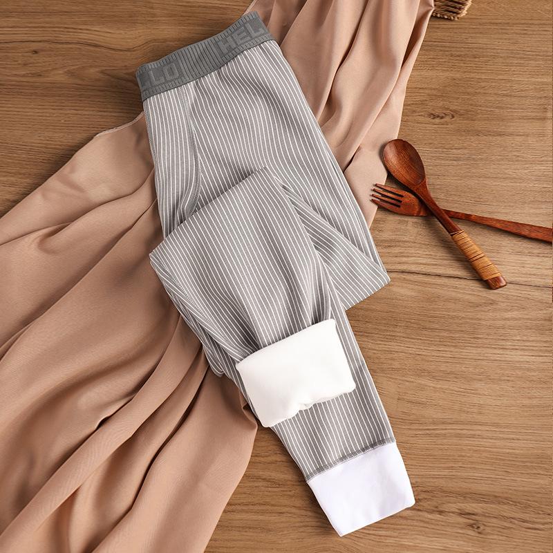 Men's Fleece-Lined Base Layer Pants - Extra Thick, Elastic, Warm Cotton Wool Long Johns for Boys & Youth In Solid Colors for Cold Weather