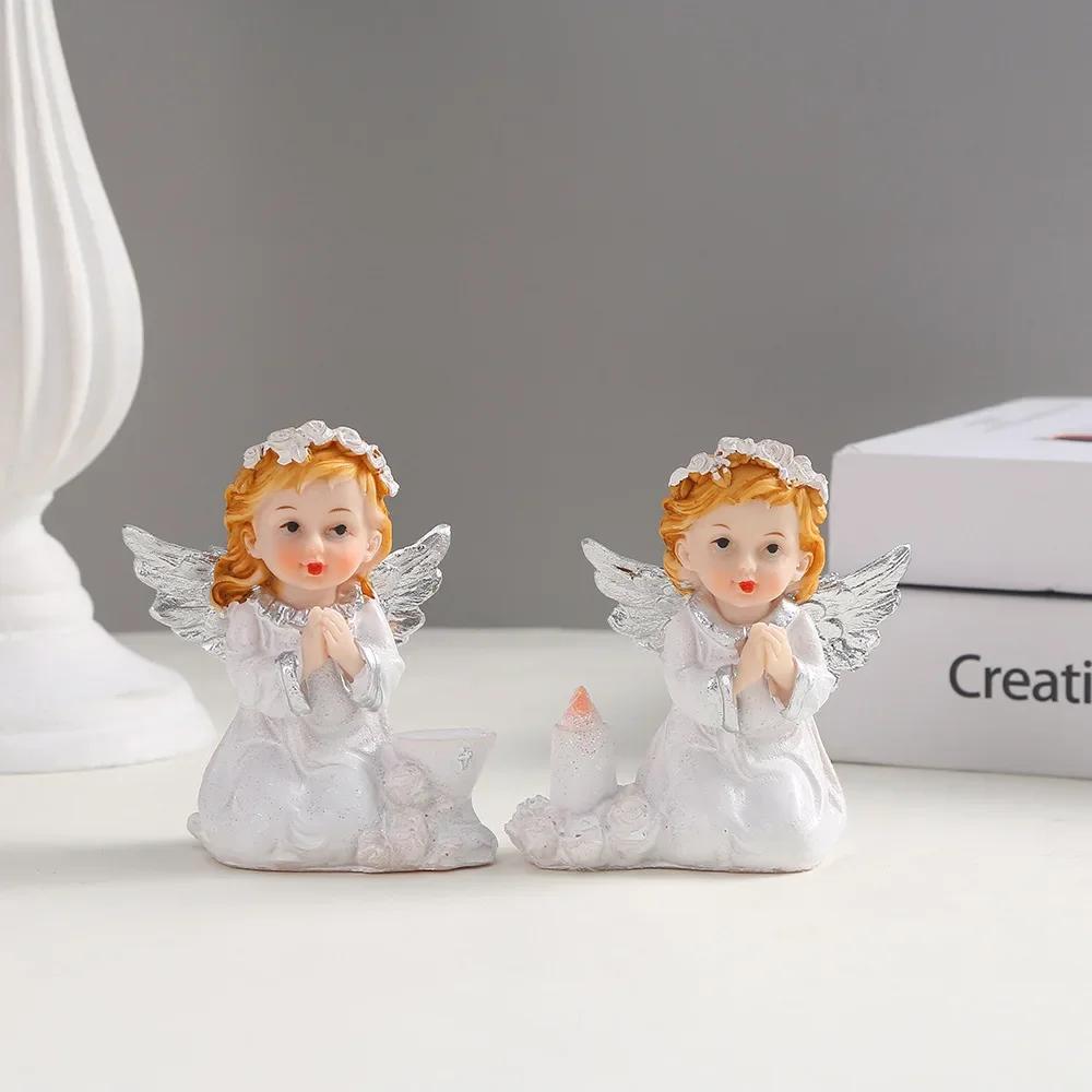 2pcs Angel Flower Fairy Cute Warm Countryside Resin Crafts Garden Home Living Room Entrance Decoration Ornament Birthday Gift