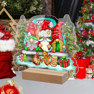 2-delad akryl julbordsdekoration - Tomte Snögubbe Tomte Set, Julklapp & Festdekorationsmaterial