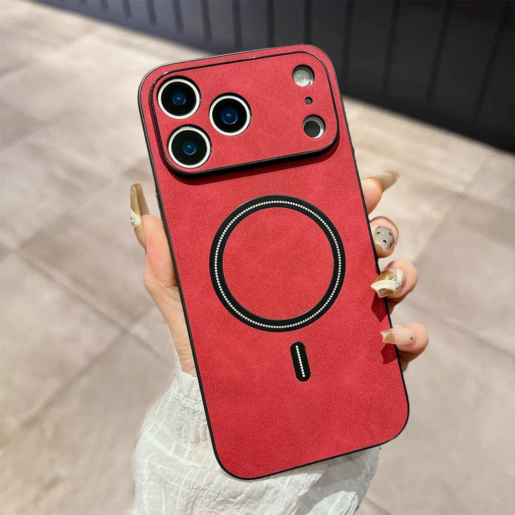 Luxury Wireless Charging Magnetic Cortex Leather Phone Case For iPhone 17 16 14 13 12 15 17 Pro Max Air Shockproof Bumper Cover