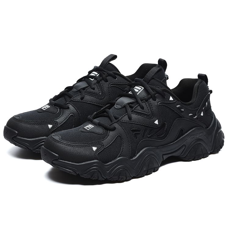 FILA Fluid 4 Cat Paw 4.0 Fabric Synthetic Leather Retro Casual Wear Durable Low-Top Dad Shoes Men sneaker Black F12M232127FBK