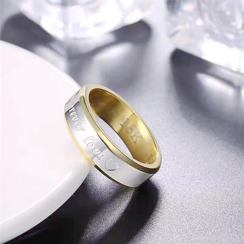 Romantic Forever Love Letter Couple Rings For Men Women Stainless Steel Rings Wedding Engagement Rings Anniversary  Gift