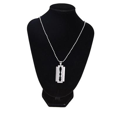 Men Favorite Stainless Steel Razor Blade Pendant  Ball Chain Necklace
