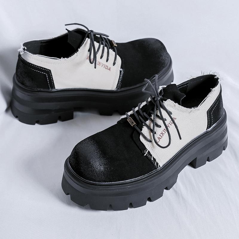 Autumn British Style Thick Soled Oxford Shoes Men's Lace Up Business Formal Round Toe Leather Shoes Derby Platform Casual Shoes