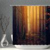 Urban Night View Forest Building Daylight Shower Curtain Waterproof Polyester Fabric With Hooks Home Decoration Background Wall