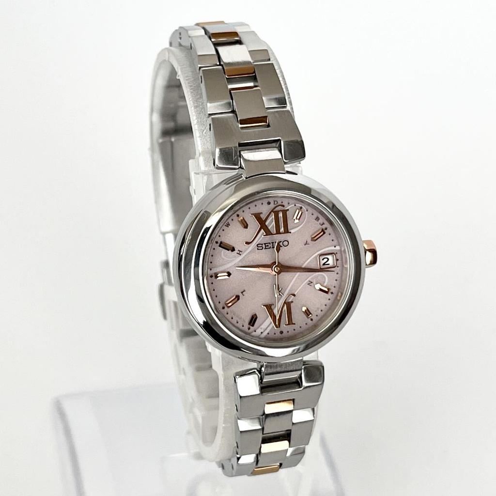 Polished Seiko Lukia Excellent Pink S2388 [Working Condition] Ladies' Watch, Radio-Controlled Solar, Condition, Dial, Gold